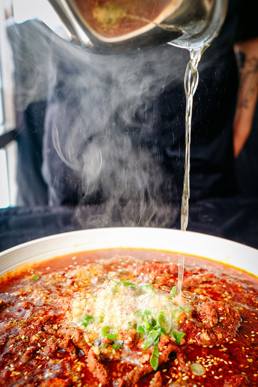 Sichuan style poached sliced beef